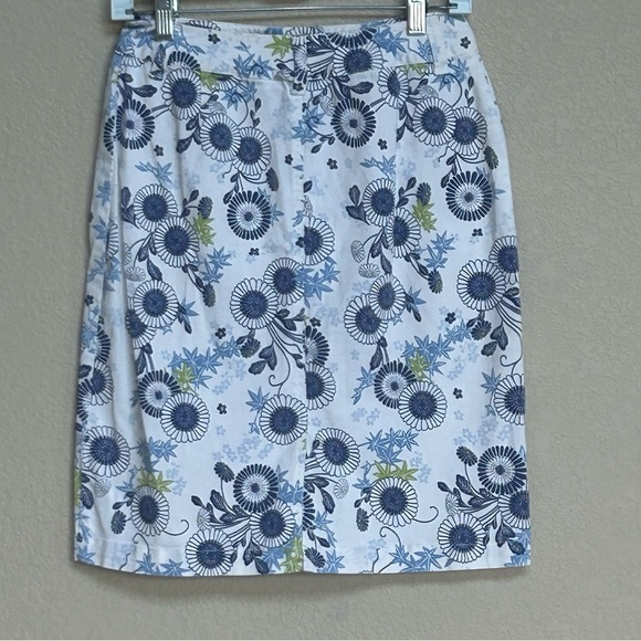 Pendleton Blue White Green Floral Stretch Pencil Skirt Women’s Size 2 - Picture 2 of 6